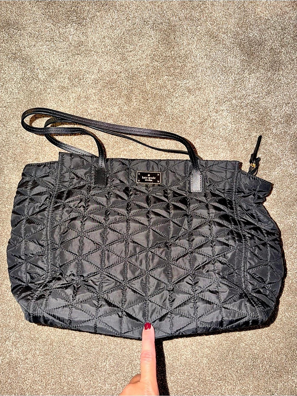 Kate Spade Black Quilted Nylon Tote